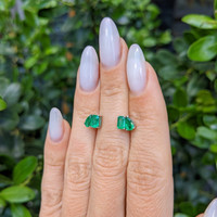 0.56 Ct.Tw.Total Carat Weight Emerald Studs Earrings, 14K White Gold Life Style