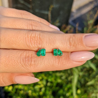 0.56 Ct.Tw.Total Carat Weight Emerald Studs Earrings, 14K White Gold Life Style