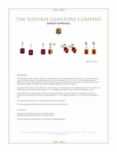 20.62 Ct.Tw.Total Carat Weight Red Rhodolite Garnet and Natural Diamond Accent Stones Earrings, 18K Yellow & White Appraisal
