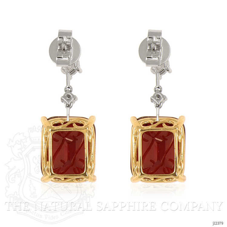 20.62 Ct.Tw. Red Rhodolite Garnet and Natural Diamond Accent Stones Earrings, 18K Yellow & White