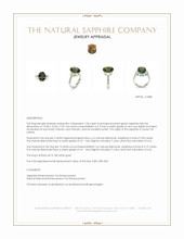 7.02 Ct. Brownish Green Sapphire and Natural Diamond Three Stone Ring, 18K White Gold Appraisal