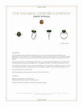 5.75 Ct. Bluish Green Sapphire and Natural Diamond Three Stone Ring, 18K White Gold Appraisal