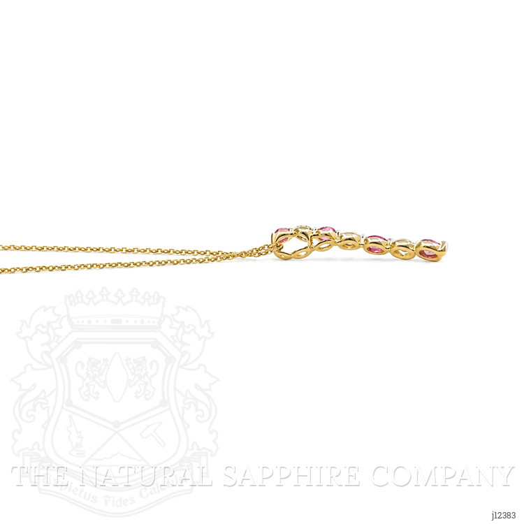 0.39 Ct. Pink Tourmaline and Natural Diamond Multi Stone Necklace, 14K Yellow Gold