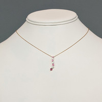 0.39 Ct. Pink Tourmaline and Natural Diamond Multi Stone Necklace, 14K Yellow Gold Life Style