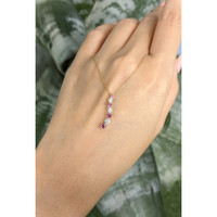 0.39 Ct. Pink Tourmaline and Natural Diamond Multi Stone Necklace, 14K Yellow Gold Life Style