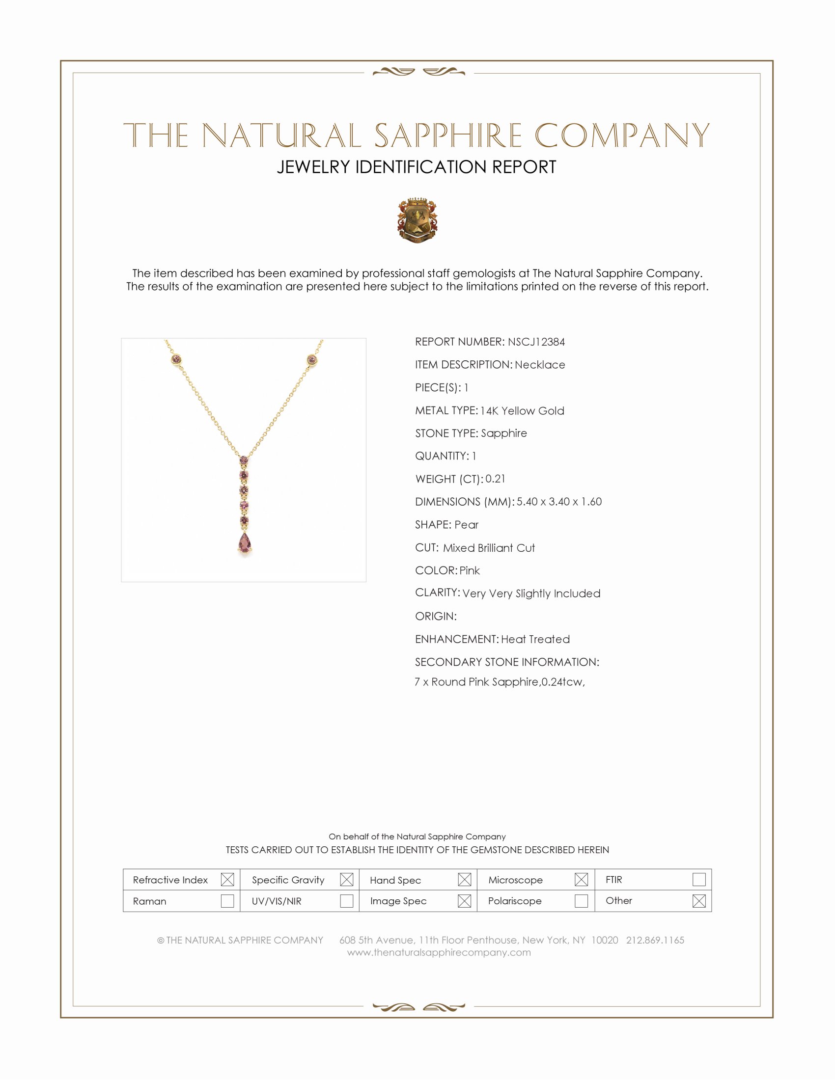 0.21 Ct. Pink Sapphire Bezel Necklace, 14K Yellow Gold