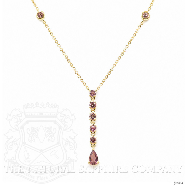 0.21 Ct. Pink Sapphire Bezel Necklace, 14K Yellow Gold