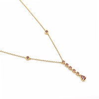 0.21 Ct. Pink Sapphire Bezel Necklace, 14K Yellow Gold Image