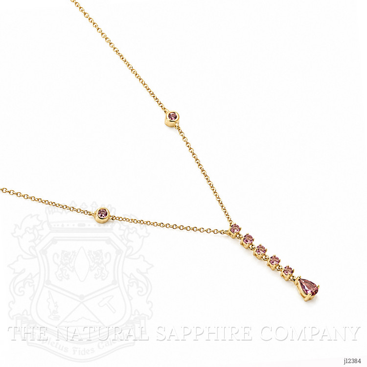 0.21 Ct. Pink Sapphire Bezel Necklace, 14K Yellow Gold