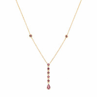 0.21 Ct. Pink Sapphire Bezel Necklace, 14K Yellow Gold Image