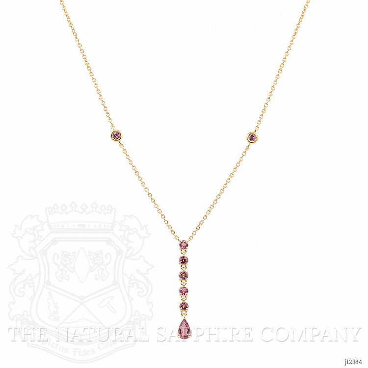 0.21 Ct. Pink Sapphire Bezel Necklace, 14K Yellow Gold