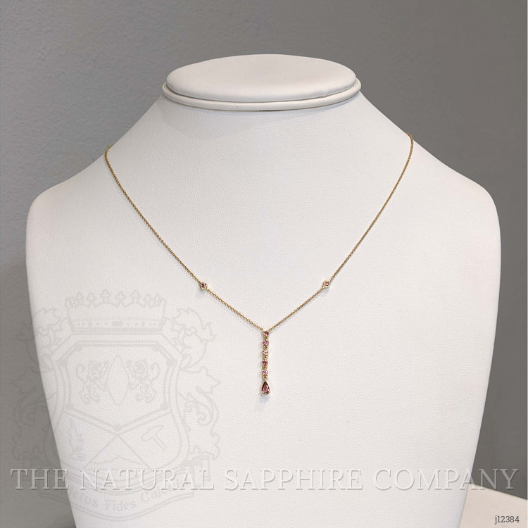 0.21 Ct. Pink Sapphire Bezel Necklace, 14K Yellow Gold