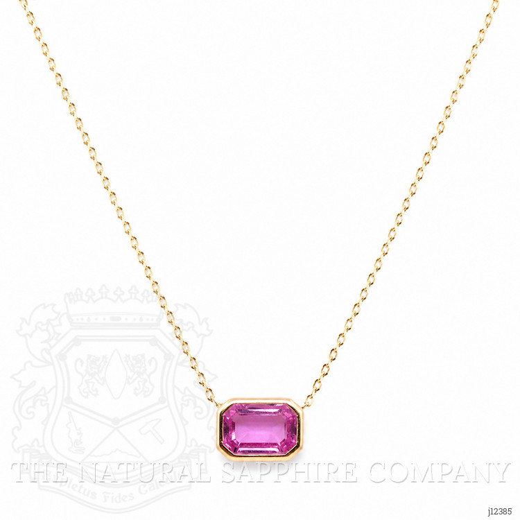 1.00 Ct. Pink Sapphire Bezel Necklace, 14K Yellow Gold
