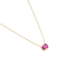 1.00 Ct. Pink Sapphire Bezel Necklace, 14K Yellow Gold Image