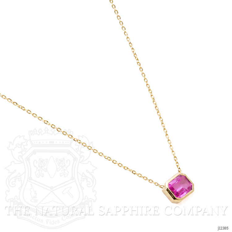 1.00 Ct. Pink Sapphire Bezel Necklace, 14K Yellow Gold