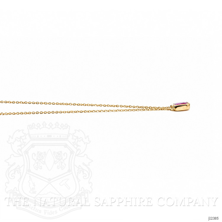 1.00 Ct. Pink Sapphire Bezel Necklace, 14K Yellow Gold