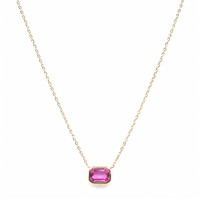 1.00 Ct. Pink Sapphire Bezel Necklace, 14K Yellow Gold Image