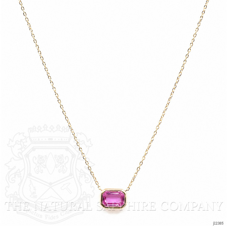 1.00 Ct. Pink Sapphire Bezel Necklace, 14K Yellow Gold