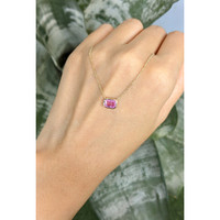 1.00 Ct. Pink Sapphire Bezel Necklace, 14K Yellow Gold Life Style