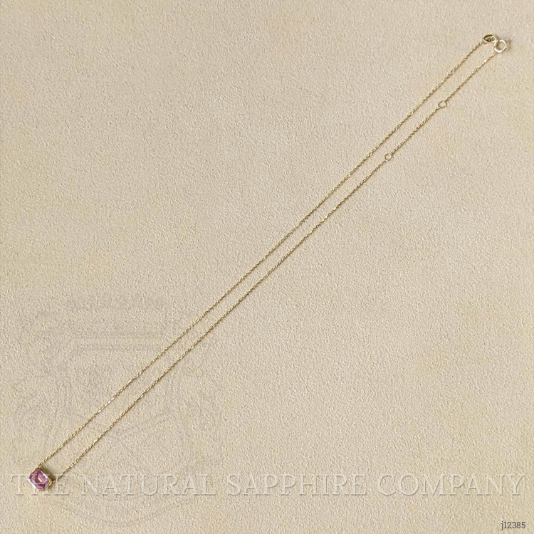 1.00 Ct. Pink Sapphire Bezel Necklace, 14K Yellow Gold