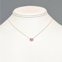 1.00 Ct. Pink Sapphire Bezel Necklace, 14K Yellow Gold Life Style