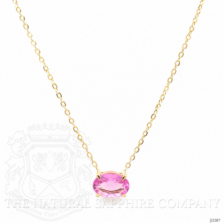 0.84 Ct. Pink Sapphire Solitaire Necklace, 14K Yellow Gold