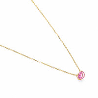 0.84 Ct. Pink Sapphire Solitaire Necklace, 14K Yellow Gold Image