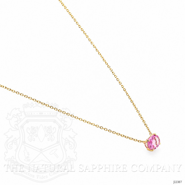0.84 Ct. Pink Sapphire Solitaire Necklace, 14K Yellow Gold