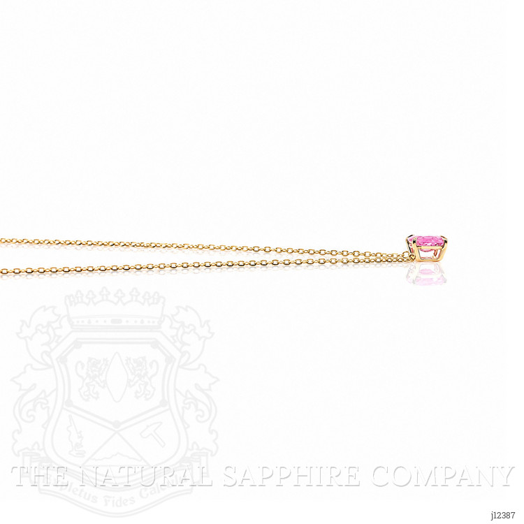 0.84 Ct. Pink Sapphire Solitaire Necklace, 14K Yellow Gold