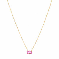 0.84 Ct. Pink Sapphire Solitaire Necklace, 14K Yellow Gold Image