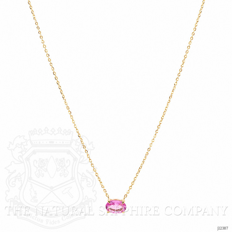 0.84 Ct. Pink Sapphire Solitaire Necklace, 14K Yellow Gold
