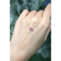 0.84 Ct. Pink Sapphire Solitaire Necklace, 14K Yellow Gold Life Style