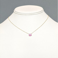 0.84 Ct. Pink Sapphire Solitaire Necklace, 14K Yellow Gold Life Style