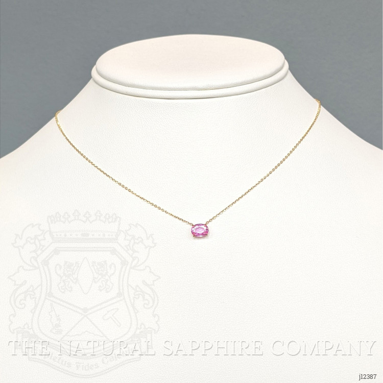 0.84 Ct. Pink Sapphire Solitaire Necklace, 14K Yellow Gold