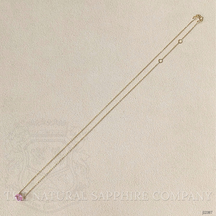 0.84 Ct. Pink Sapphire Solitaire Necklace, 14K Yellow Gold