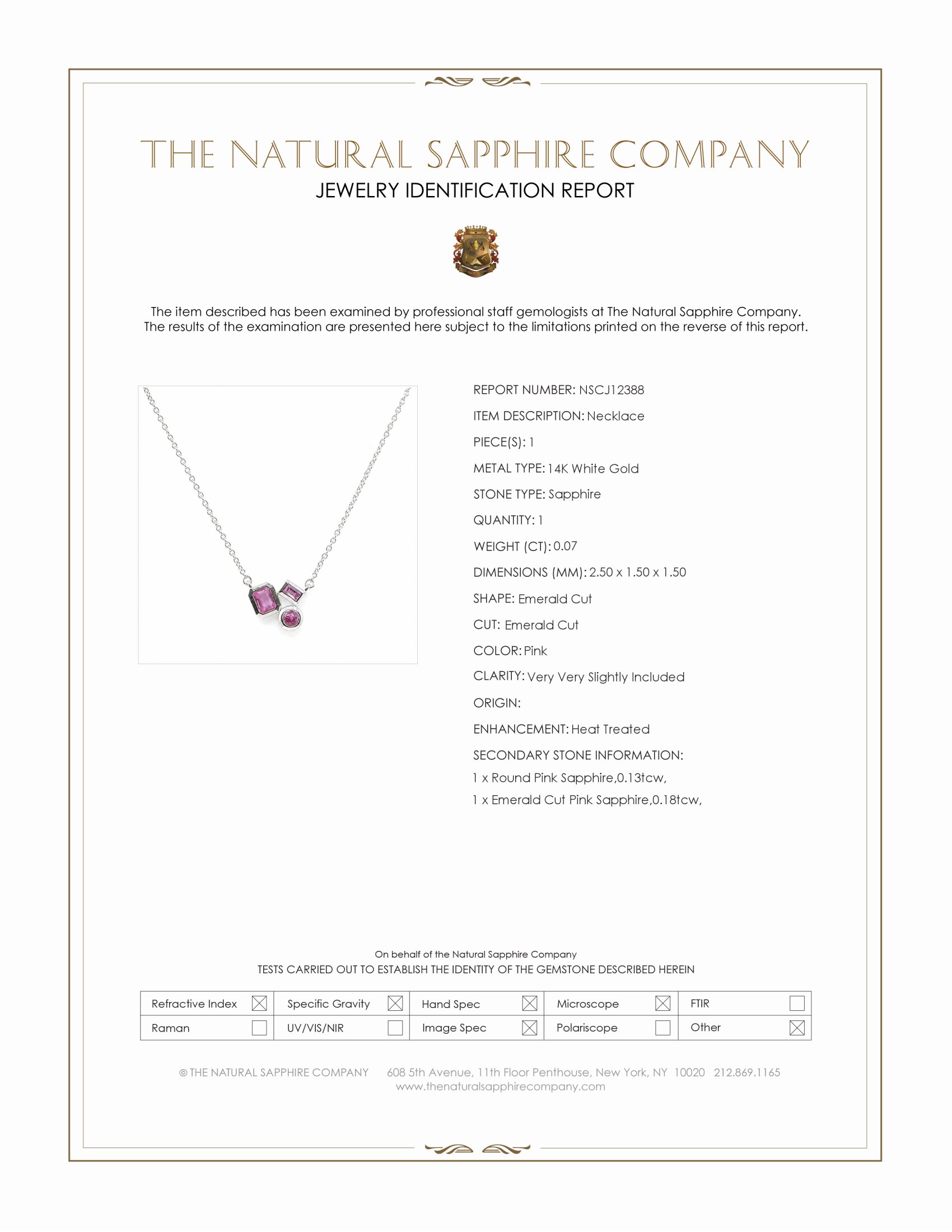 0.38 Ct.Tw. Pink Sapphire Bezel Necklace, 14K White Gold