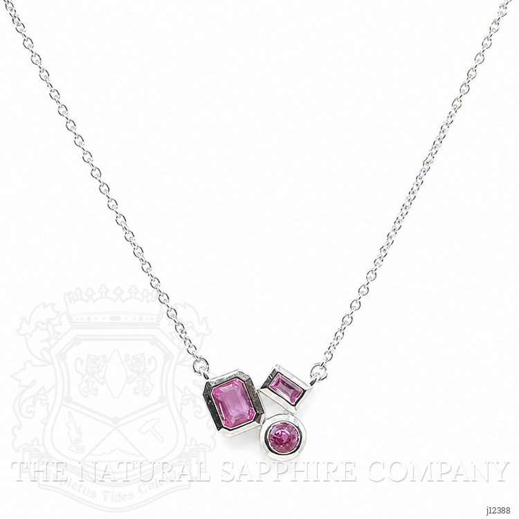 0.38 Ct.Tw. Pink Sapphire Bezel Necklace, 14K White Gold