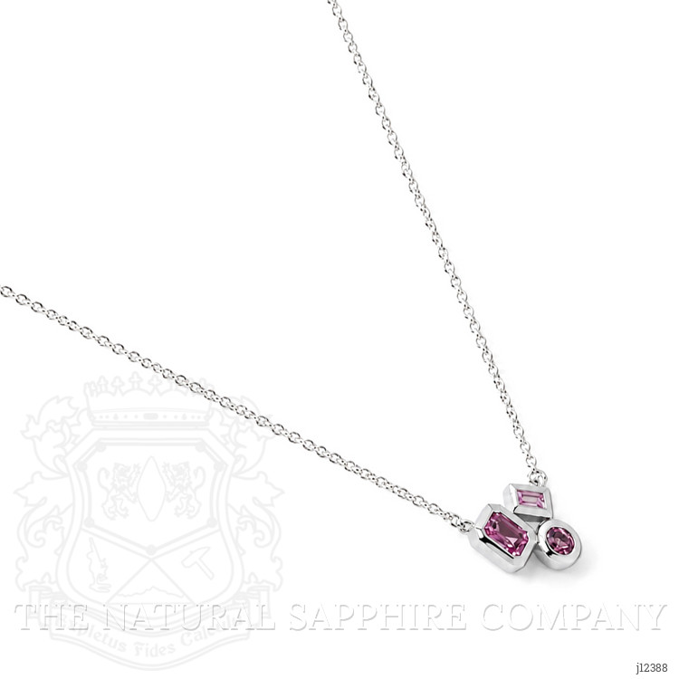 0.38 Ct.Tw. Pink Sapphire Bezel Necklace, 14K White Gold