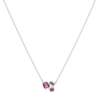 0.38&nbsp;Ct.Tw.Total Carat Weight Pink Sapphire Bezel Necklace, 14K White Gold Image