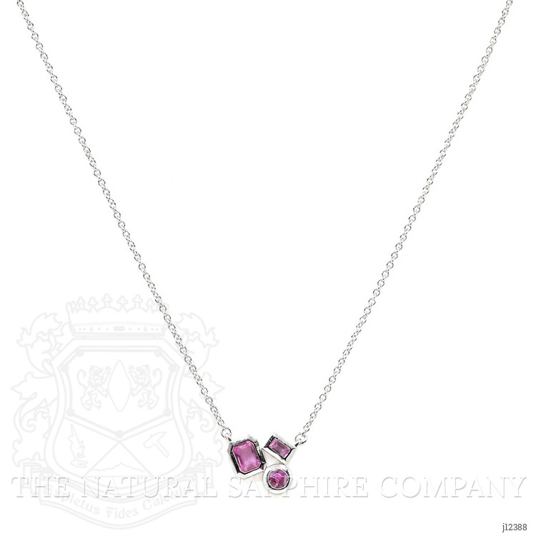 0.38 Ct.Tw. Pink Sapphire Bezel Necklace, 14K White Gold