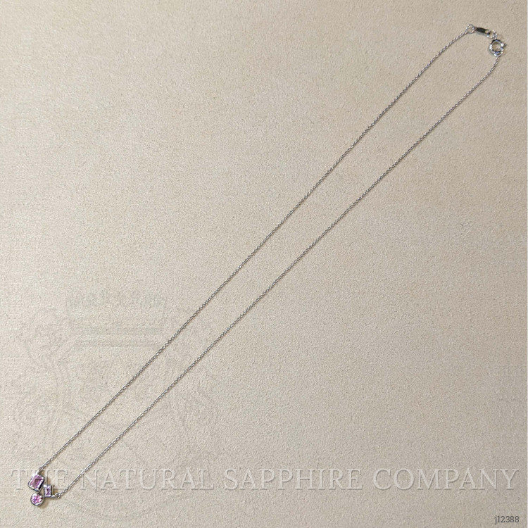 0.38 Ct.Tw. Pink Sapphire Bezel Necklace, 14K White Gold