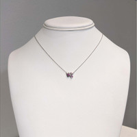 0.38 Ct.Tw.Total Carat Weight Pink Sapphire Bezel Necklace, 14K White Gold Life Style