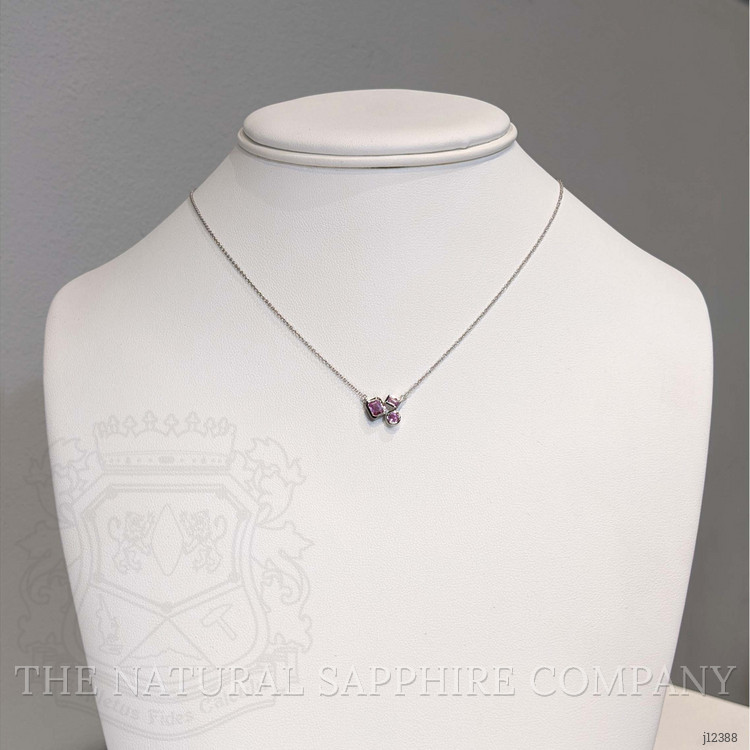 0.38 Ct.Tw. Pink Sapphire Bezel Necklace, 14K White Gold