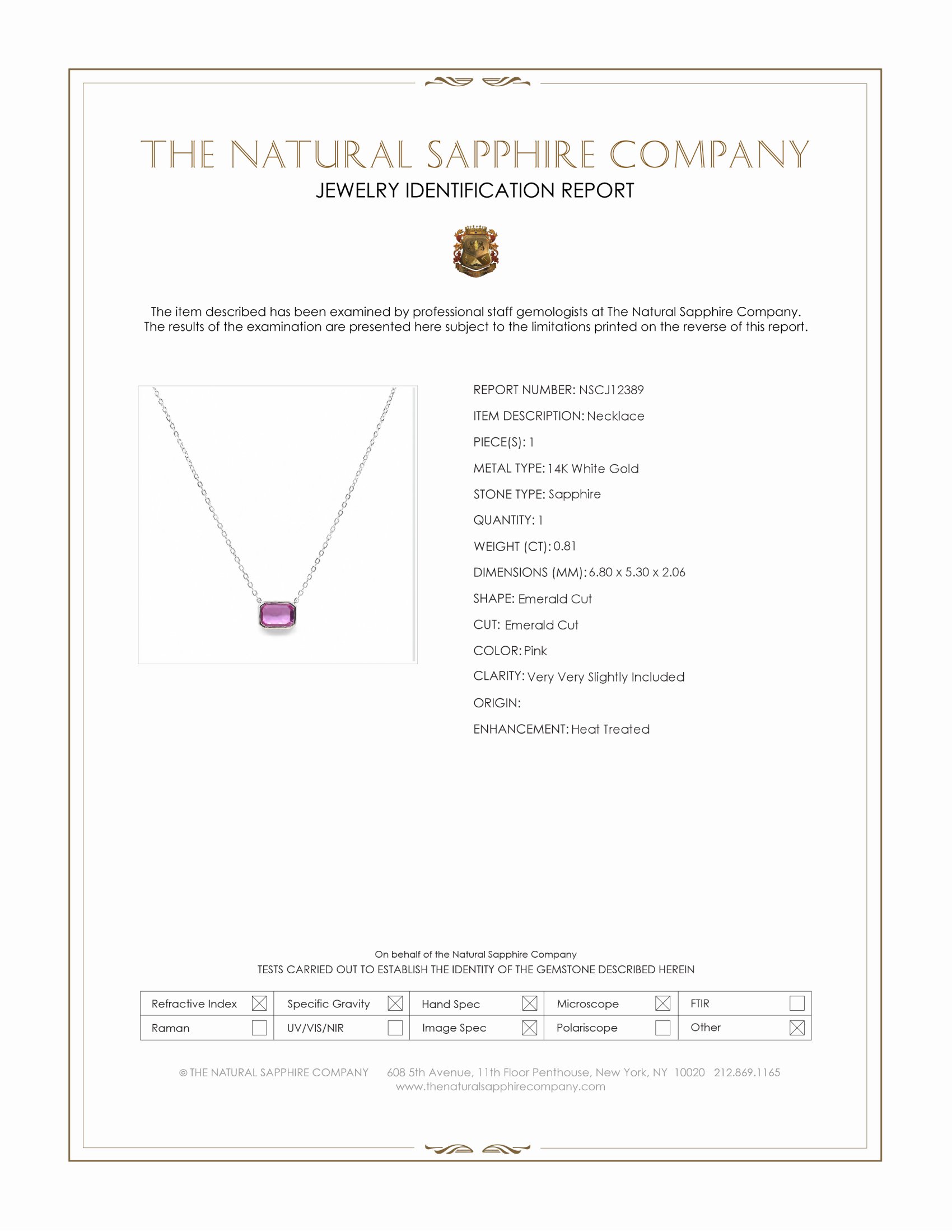 0.81 Ct. Pink Sapphire Bezel Necklace, 14K White Gold