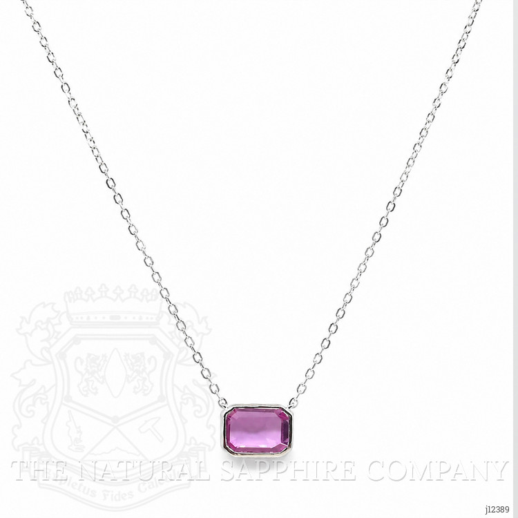 0.81 Ct. Pink Sapphire Bezel Necklace, 14K White Gold