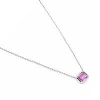 0.81 Ct. Pink Sapphire Bezel Necklace, 14K White Gold Image