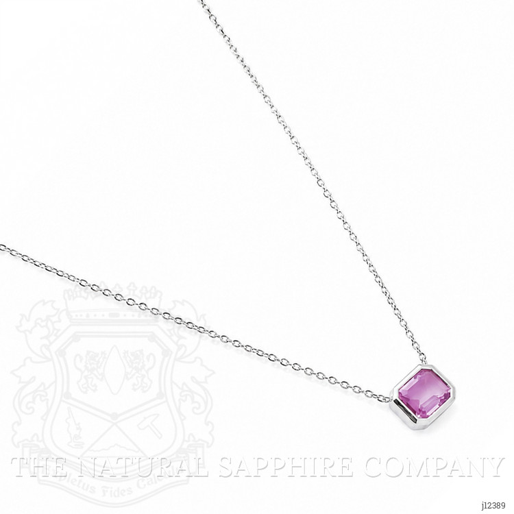 0.81 Ct. Pink Sapphire Bezel Necklace, 14K White Gold
