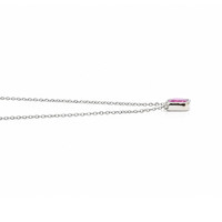 0.81 Ct. Pink Sapphire Bezel Necklace, 14K White Gold Image
