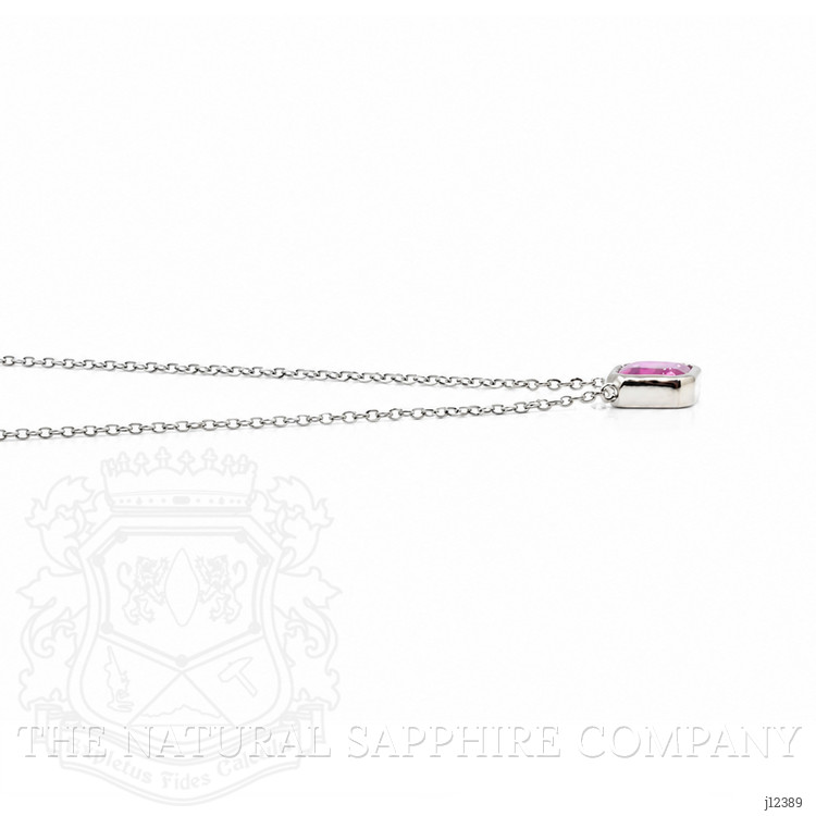0.81 Ct. Pink Sapphire Bezel Necklace, 14K White Gold