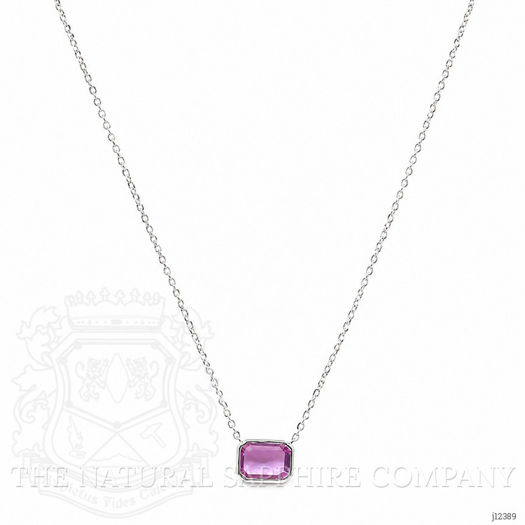 0.81 Ct. Pink Sapphire Bezel Necklace, 14K White Gold